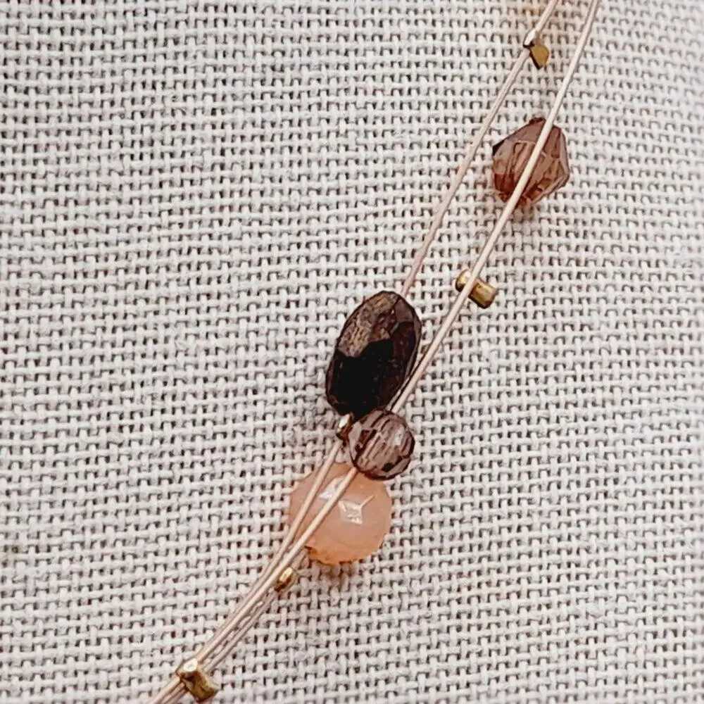 Vintage Chico's Animal Print Pendant Beaded Wire Necklace, 20 Inches